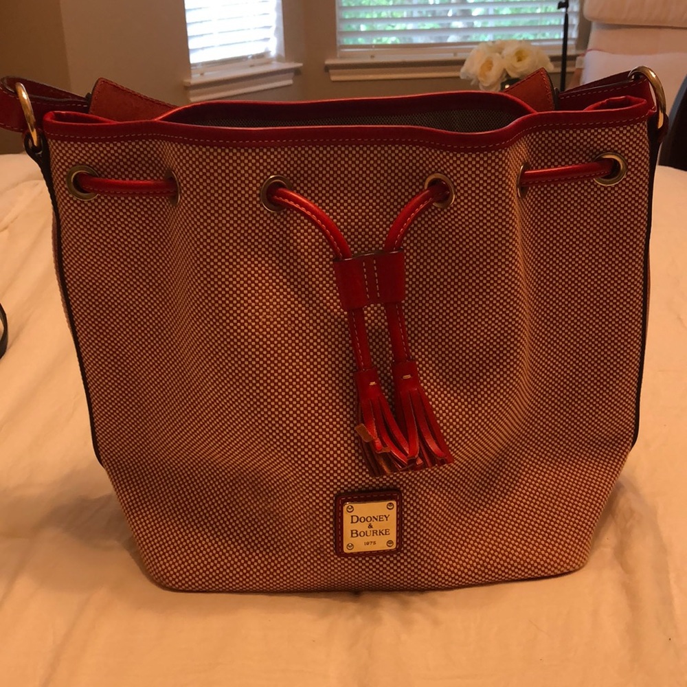 Dooney and Bourke red bucket hobo bag